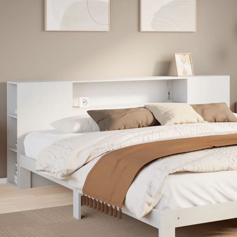 Tête de lit avec rangement blanc 180 cm bois massif de pin - Vidaxl