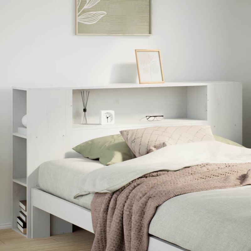 Tête de lit avec rangement blanc 160 cm bois massif de pin Vidaxl