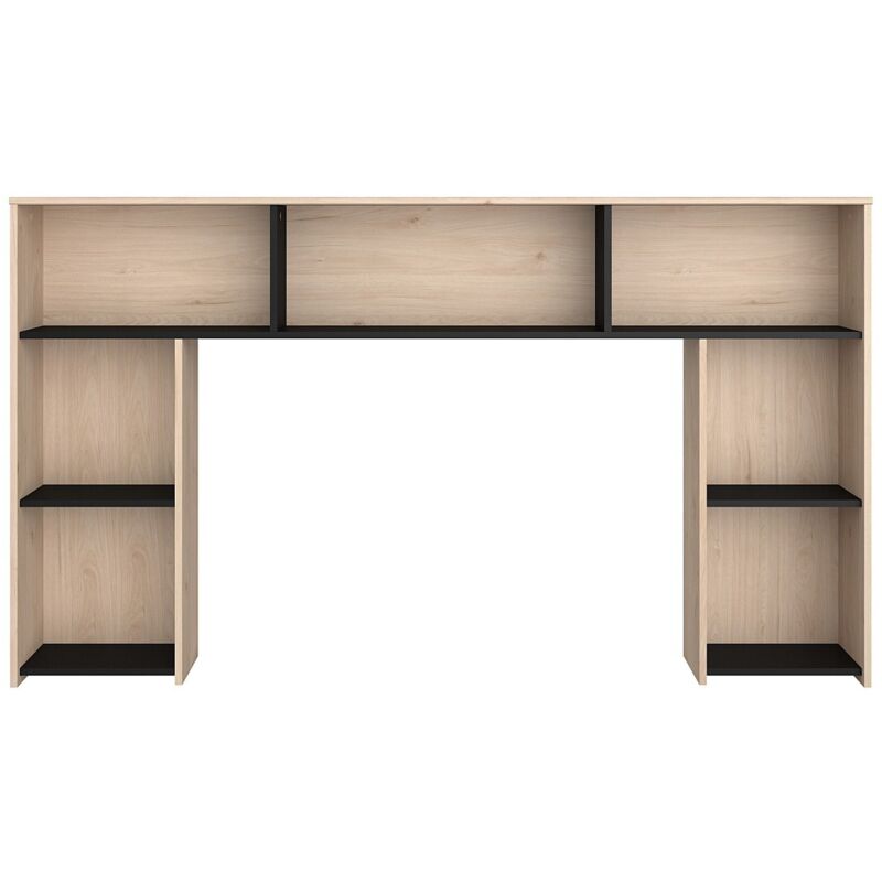 Tête de lit avec rangements 140 cm - Coloris : Naturel et noir - kinselia
