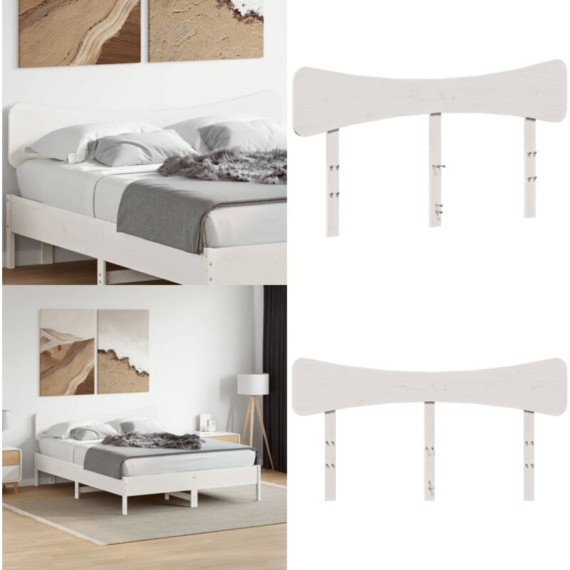 Tête de lit blanc 140 cm bois massif de pin - Tête De Lit - Literie - Meuble De Chambre - Bois Massif - Tête De Lit Blanche - Home & Living