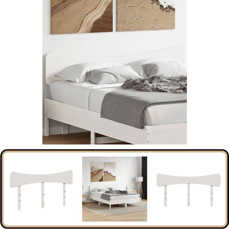 Tête de lit blanc 160 cm bois massif de pin - Tête De Lit - Literie - Meuble De Chambre - Bois Massif - Tête De Lit Blanche