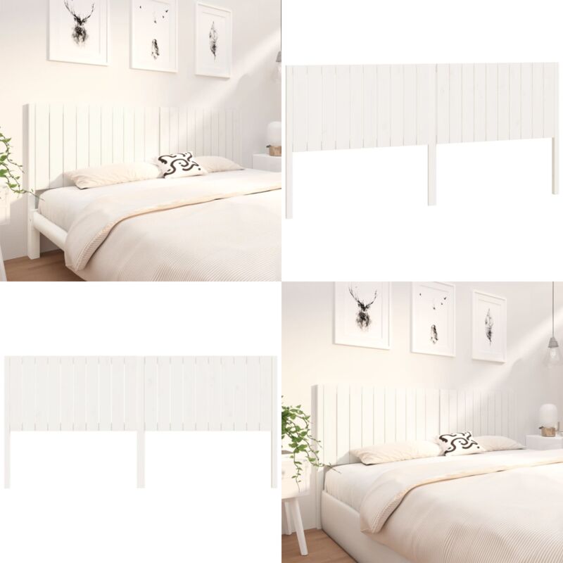 Vidaxl - Tête de lit blanc 205,5x4x100 cm bois massif de pin - Tête De Lit - Tête De Lit Bois - Tête De Lit Blanche - Meuble Chambre - Mobilier