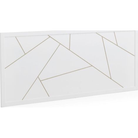 Tête de lit blanc laqué décor doré design contemporain - blanc mat incrustations dorées