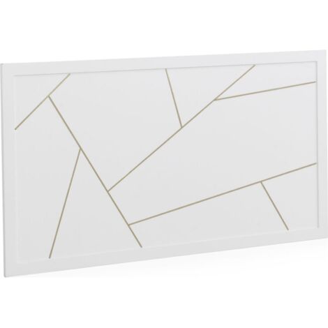 Tête de lit blanc laqué décor doré style moderne épuré - blanc mat décor doré