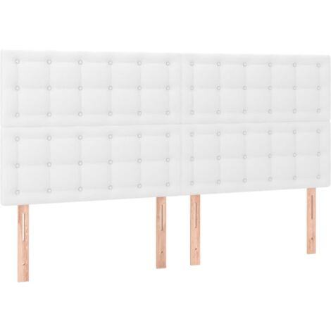Tête de lit blanche 200 x 5 x 118/128 cm similicuir