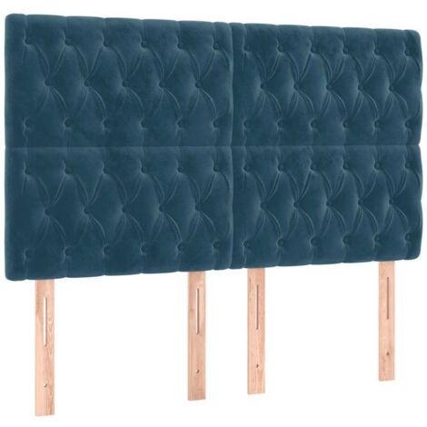 Tête de lit Bleu foncé 144 x 7 x 118/128 cm Velours