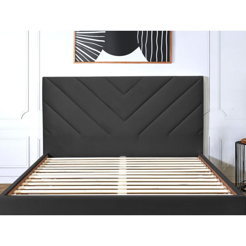 Bobochic - Tête de lit romane tissu velours 150 Gris foncé