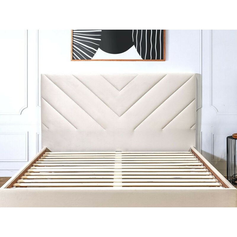 Bobochic - Tête de lit romane tissu velours 150 Beige
