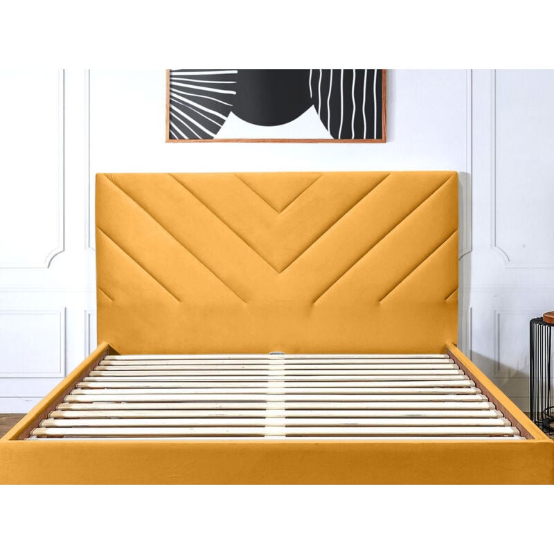 BOBOCHIC - Tête de lit ROMANE tissu velours 150 Jaune