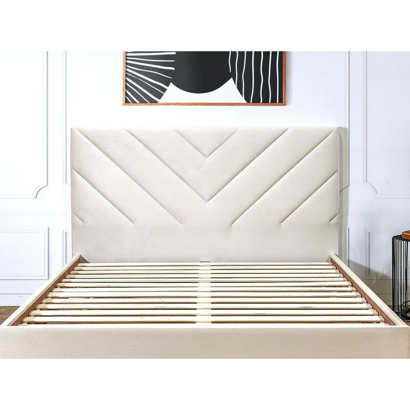 Tête de lit romane tissu velours 190 Beige - Bobochic