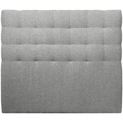 Tete de lit Capitonnée Bouclette Gris L 180 cm - Ep 10 cm rembourré