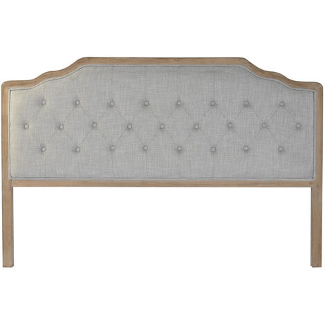 Tête de lit capitonnée en chêne et polyester coloris gris clair - Longueur 180 x Profondeur 10 x hauteur 120 cm -PEGANE-
