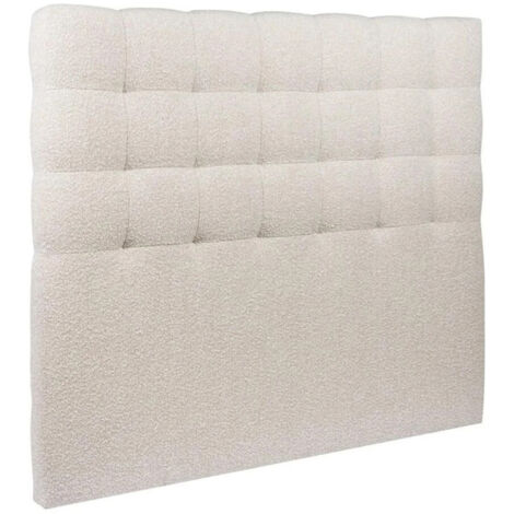 Tête de lit capitonnée en tissu beige – Dimensions 160 x 122 cm – Rembourrée hypoallergénique – Traitement easy clean – Visiodirect