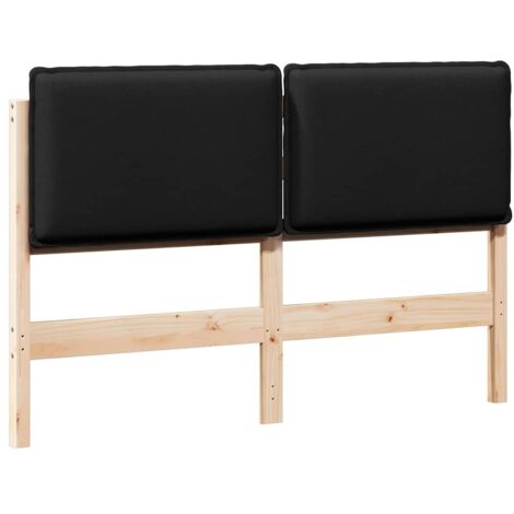 Tête de lit capitonnée Naturel et Noir 160 cm Pin massif