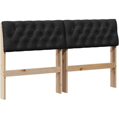 Tête de lit capitonnée Noir 160 cm Pin massif