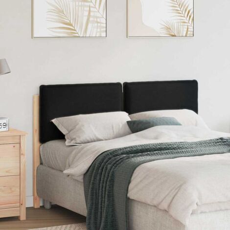 Tête de lit capitonnée-Panneau de lit Naturel et Noir 160 cm Pin massif