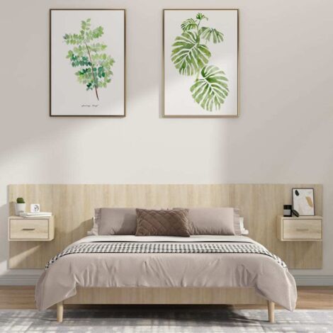 Tête de lit Contemporain Pour Lit adulte avec armoires Chêne sonoma Bois d'ingénierie 23969