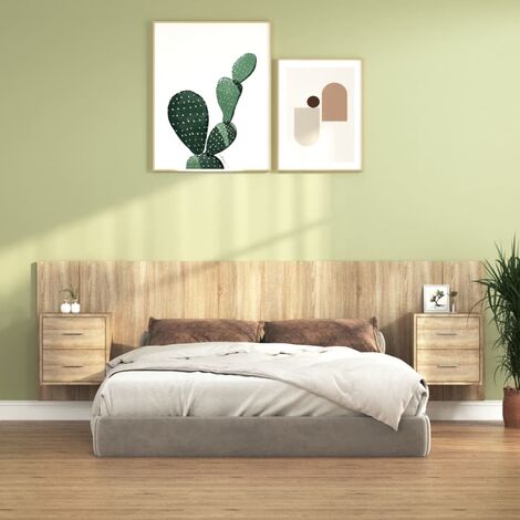 Tête de lit Contemporain Pour Lit adulte | avec armoires Chêne sonoma Bois d'ingénierie 30737 - Brun
