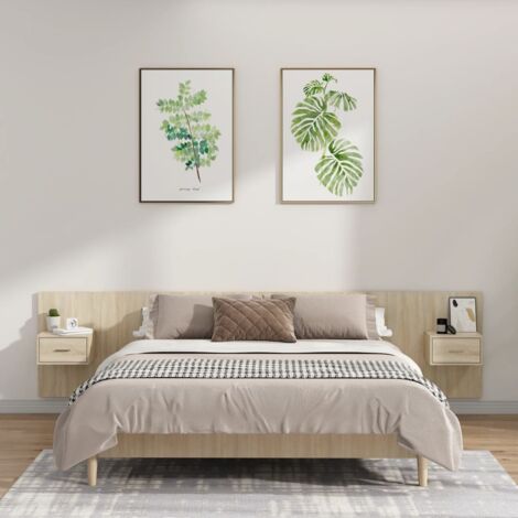 Tête de lit Contemporain Pour Lit adulte  avec armoires Chêne sonoma Bois d'ingénierie 85332