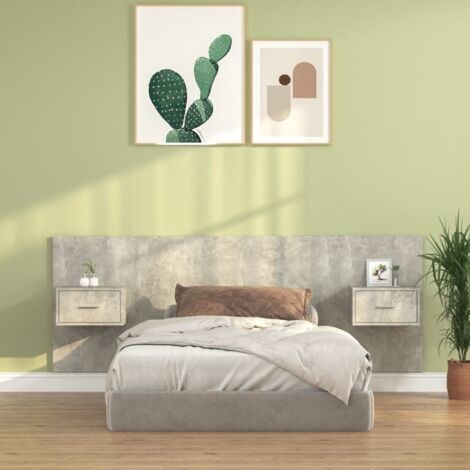 Tête de lit Contemporain Pour Lit adulte avec armoires Gris béton Bois d'ingénierie 78602