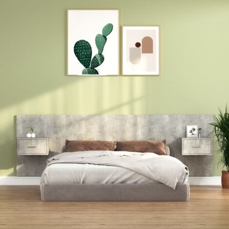 Tête de lit Contemporain Pour Lit adulte avec armoires Gris béton Bois d'ingénierie 79637