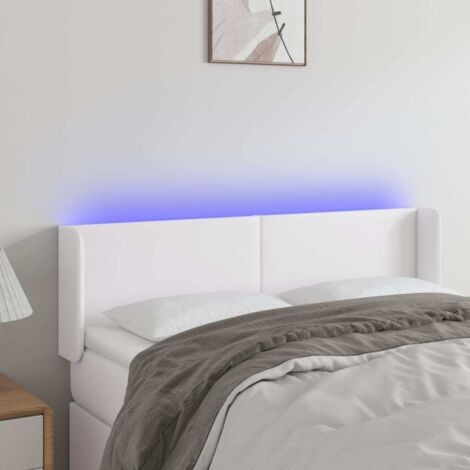 Tête de lit Décoratif à LED Blanc 147x16x78/88 cm Similicuir -BV89197
