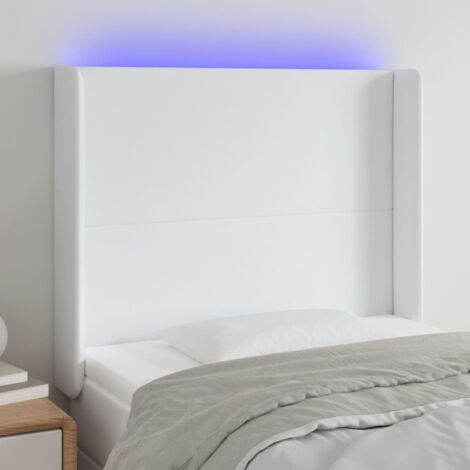 Tête de lit Décoratif à LED Blanc 83x16x118/128 cm Similicuir -BV67193