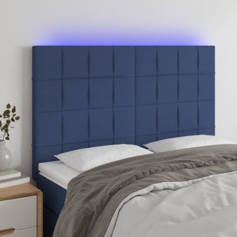 Tête de lit Décoratif à LED Bleu 144x5x118/128 cm Tissu -BV15169