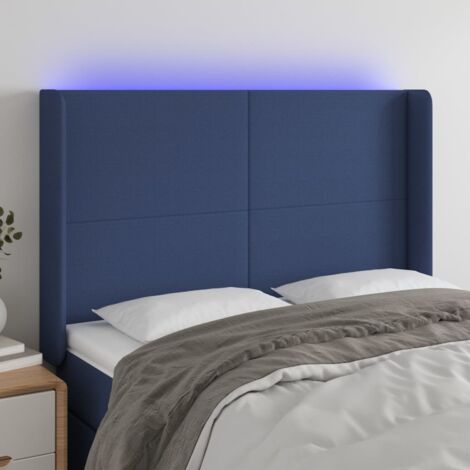 Tête de lit Décoratif à LED Bleu 147x16x118/128 cm Tissu -BV95323