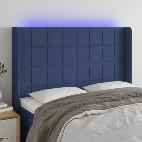 Tête de lit Décoratif à LED Bleu 147x16x118/128 cm Tissu -BV98744