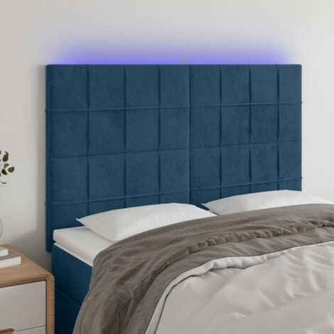 Tête de lit Décoratif à LED Bleu foncé 144x5x118/128 cm Velours -BV49546