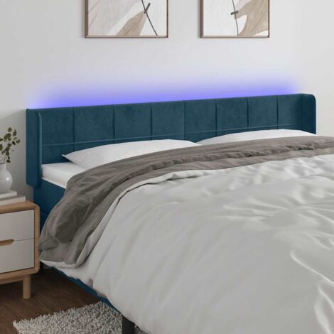 Tête de lit Décoratif à LED Bleu foncé 183x16x78/88 cm Velours -BV43717