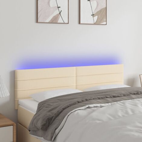 Tête de lit Décoratif à LED Crème 144x5x78/88 cm Tissu -BV31138