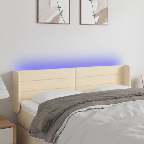 Tête de lit Décoratif à LED Crème 147x16x78/88 cm Tissu -BV18706