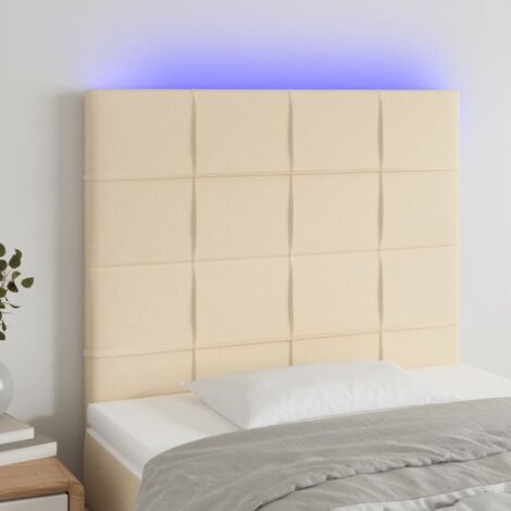 Tête de lit Décoratif à LED Crème 90x5x118/128 cm Tissu -BV29125