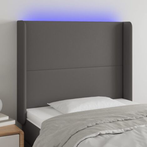 Tête de lit Décoratif à LED Gris 103x16x118/128 cm Similicuir -BV50795