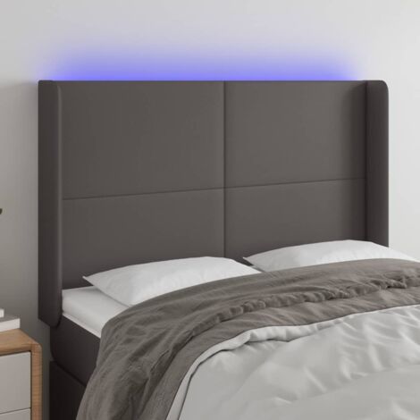 Tête de lit Décoratif à LED Gris 147x16x118/128 cm Similicuir -BV24231