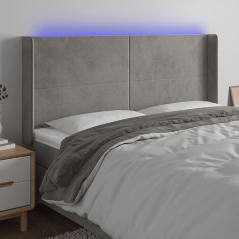 Tête de lit Décoratif à LED Gris clair 183x16x118/128 cm Velours -BV93241