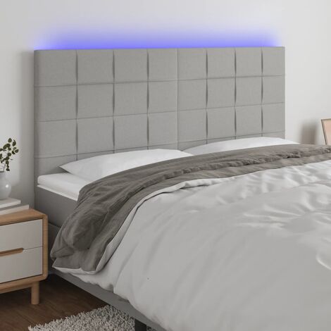 Tête de lit Décoratif à LED Gris clair 200x5x118/128 cm Tissu -BV95096