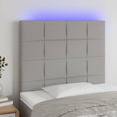 Tête de lit Décoratif à LED Gris clair 90x5x118/128 cm Tissu -BV39683