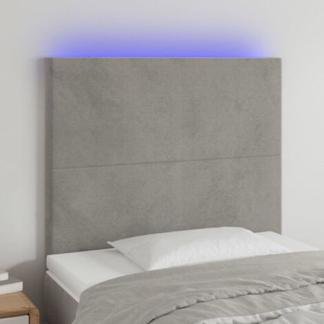 Tête de lit Décoratif à LED Gris clair 90x5x118/128 cm Velours -BV48741