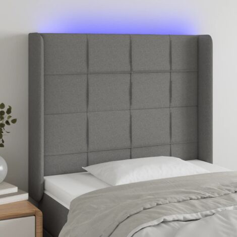 Tête de lit Décoratif à LED Gris foncé 103x16x118/128 cm Tissu -BV12446