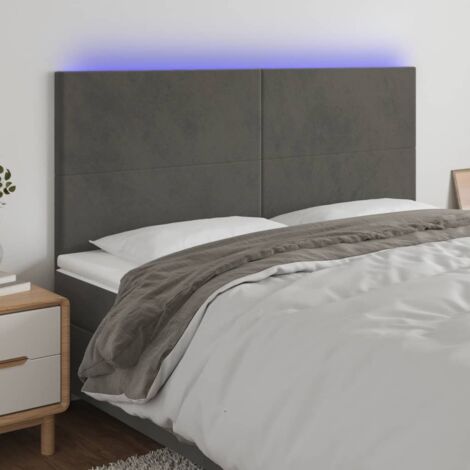 Tête de lit Décoratif à LED Gris foncé 180x5x118/128 cm Velours -BV34881