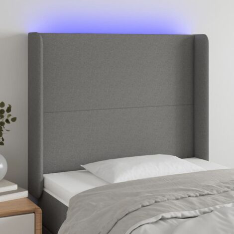 Tête de lit Décoratif à LED Gris foncé 93x16x118/128 cm Tissu -BV15063