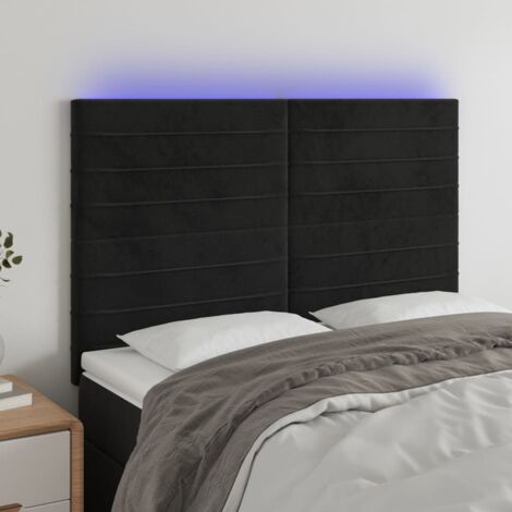 Tête de lit Décoratif à LED Noir 144x5x118/128 cm Velours -BV68004