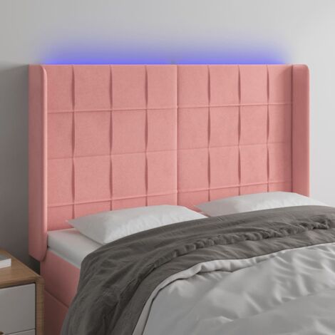 Tête de lit Décoratif à LED Rose 147x16x118/128 cm Velours -BV41707