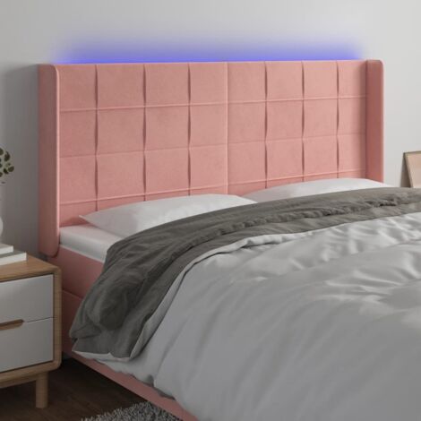 Tête de lit Décoratif à LED Rose 203x16x118/128 cm Velours -BV20022