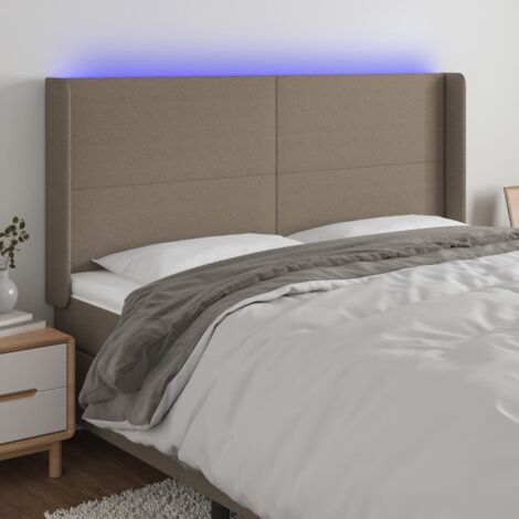 Tête de lit Décoratif à LED Taupe 163x16x118/128 cm Tissu -BV82743