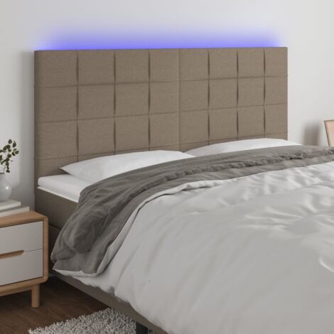 Tête de lit Décoratif à LED Taupe 200x5x118/128 cm Tissu -BV29436
