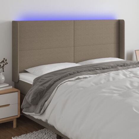 Tête de lit Décoratif à LED Taupe 203x16x118/128 cm Tissu -BV45344
